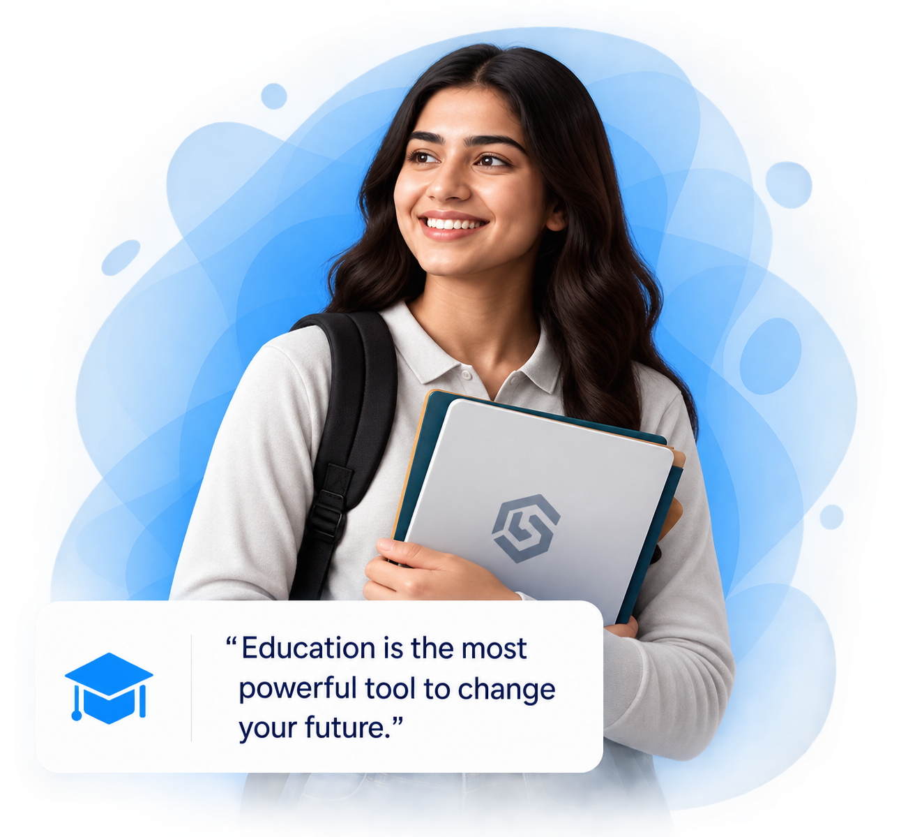 Student holding a laptop